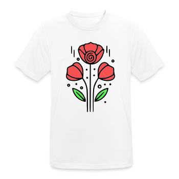 Poppy Poppies Minimalist Line Art 10 - Men's Breathable T-Shirt - white - Front - AI Model Male 185 dark (185cm)