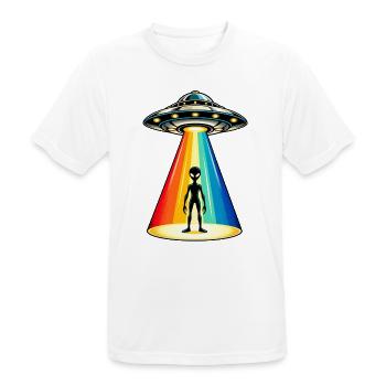 Rainbow Beam UFO-Entführung - Männer T-Shirt atmungsaktiv - Weiß - Vorne - AI Model Male 185 dark (185cm)
