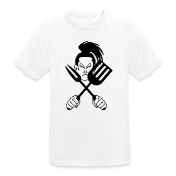 Cuisinier samouraï japonais - T-shirt respirant Homme - blanc - Devant - AI Model Male 185 dark (185cm)