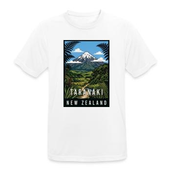 Erleben Sie den Taranaki Mountain in Neuseeland - Männer T-Shirt atmungsaktiv - Weiß - Vorne - AI Model Male 185 dark (185cm)