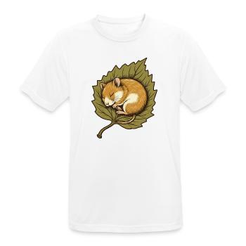 Haselmaus im Herbstblatt - Männer T-Shirt atmungsaktiv - Weiß - Vorne - AI Model Male 185 dark (185cm)