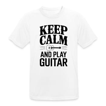 Bleib ruhig und spiel Gitarre - Männer T-Shirt atmungsaktiv - Weiß - Vorne - AI Model Male 185 dark (185cm)