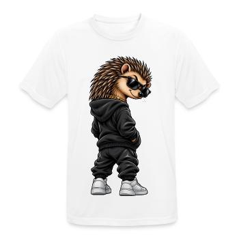 Igel im Streetstyle – Frecher Gangster-Look - Männer T-Shirt atmungsaktiv - Weiß - Vorne - AI Model Male 185 dark (185cm)