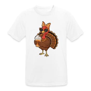 Turkey Coffee Lover Funny Thanksgiving Vibe - Men's Breathable T-Shirt - white - Front - AI Model Male 185 dark (185cm)