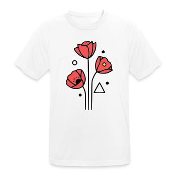 Coquelicots-coquelicots-minimaliste-Line-Art-4 - T-shirt respirant Homme - blanc - Devant - AI Model Male 185 dark (185cm)