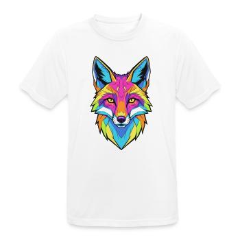Buntes Wolfporträt mit geometrischem Stil - Männer T-Shirt atmungsaktiv - Weiß - Vorne - AI Model Male 185 dark (185cm)