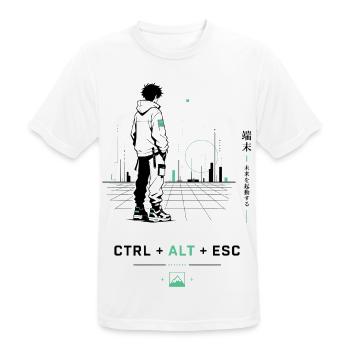 Cyberstadt Wanderer Hoodie - Männer T-Shirt atmungsaktiv - Weiß - Vorne - AI Model Male 185 dark (185cm)