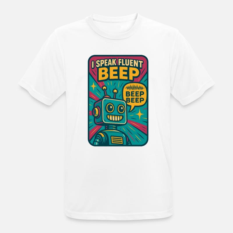 Flowing Beep | Robot Sci-Fi Nerd - Men's Breathable T-Shirt - white