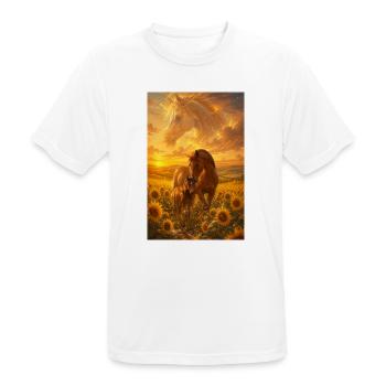 Stute und Fohlen im Sonnenfeld - Männer T-Shirt atmungsaktiv - Weiß - Vorne - AI Model Male 185 dark (185cm)