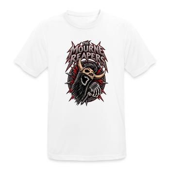 Mourne Reapers: Skull Goat Mic - Männer T-Shirt atmungsaktiv - Weiß - Vorne - AI Model Male 185 dark (185cm)