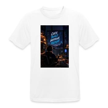 Code Build Improve Repeat Night Dev Studio - Männer T-Shirt atmungsaktiv - Weiß - Vorne - AI Model Male 185 dark (185cm)