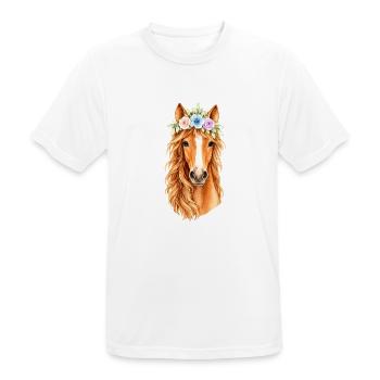Pferdekopf mit Blumenschmuck - Männer T-Shirt atmungsaktiv - Weiß - Vorne - AI Model Male 185 dark (185cm)