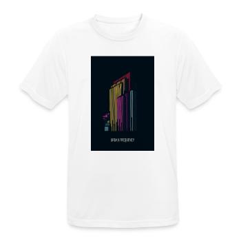 Urban Frequency – Moderne Skyline mit Schriftzug - Männer T-Shirt atmungsaktiv - Weiß - Vorne - AI Model Male 185 dark (185cm)