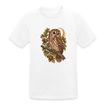 Waldkauz auf Eichenast - Männer T-Shirt atmungsaktiv - Weiß - Vorne - AI Model Male 185 dark (185cm)