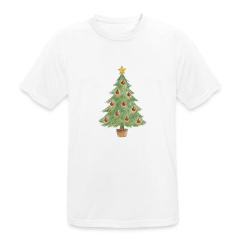 Weihnachtsbaum im Topf mit roten Ornamenten - Männer T-Shirt atmungsaktiv - Weiß - Vorne - AI Model Male 185 dark (185cm)