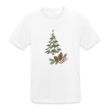 Weihnachtsbaum mit Tannenzapfen und Beeren - Männer T-Shirt atmungsaktiv - Weiß - Vorne - AI Model Male 185 dark (185cm)