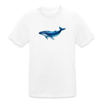 Blue Water Whale Watercolor - Men's Breathable T-Shirt - white - Front - AI Model Male 185 dark (185cm)