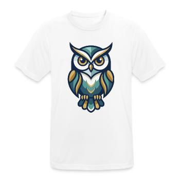 Stilisierte Eulenillustration mit geometrischen Mustern - Männer T-Shirt atmungsaktiv - Weiß - Vorne - AI Model Male 185 dark (185cm)