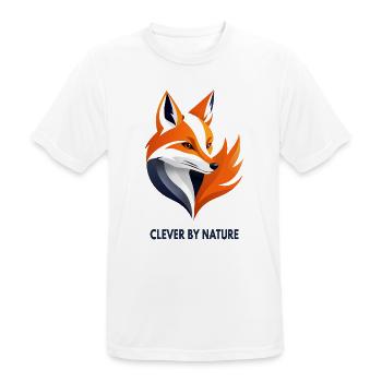 Clever by Nature – Fuchs - Männer T-Shirt atmungsaktiv - Weiß - Vorne - AI Model Male 185 dark (185cm)