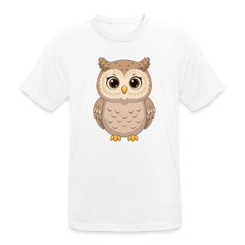 Kawaii-Eule in Erdtönen - Männer T-Shirt atmungsaktiv - Weiß - Vorne - AI Model Male 185 dark (185cm)