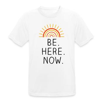 Be Here Now dreifarbig - Männer T-Shirt atmungsaktiv - Weiß - Vorne - AI Model Male 185 dark (185cm)