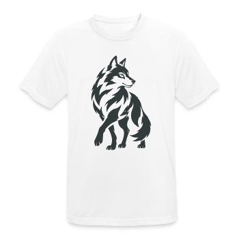 Geometrischer Wolf – Silhouette - Männer T-Shirt atmungsaktiv - Weiß - Vorne - AI Model Male 185 dark (185cm)