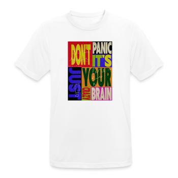 Don't panic - Männer T-Shirt atmungsaktiv - Weiß - Vorne - AI Model Male 185 dark (185cm)
