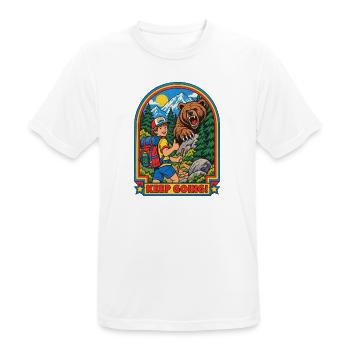 Wanderer trifft Bär Patch - Männer T-Shirt atmungsaktiv - Weiß - Vorne - AI Model Male 185 dark (185cm)
