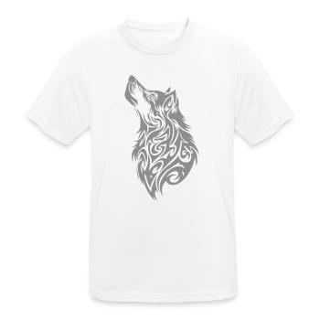 Nordic Wolf Tribal Tattoo - Men's Breathable T-Shirt - white - Front - AI Model Male 185 dark (185cm)