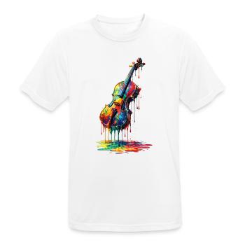Violin with dripping paint - Men's Breathable T-Shirt - white - Front - AI Model Male 185 dark (185cm)