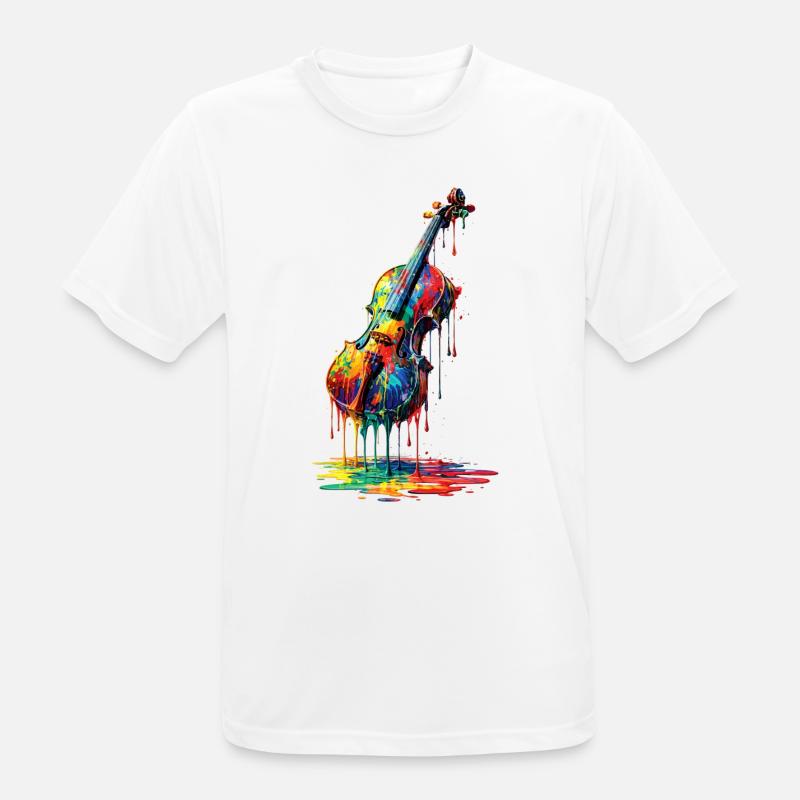 Geige mit tropfender Farbe - Männer T-Shirt atmungsaktiv - Weiß