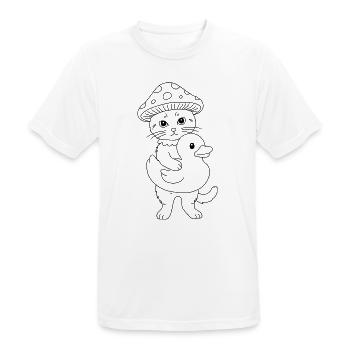 Pilzkatze mit Ente - Männer T-Shirt atmungsaktiv - Weiß - Vorne - AI Model Male 185 dark (185cm)