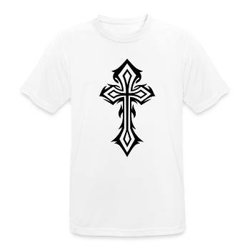 Cross, Crucifix, with thorns, gothic style. - Men's Breathable T-Shirt - white - Front - AI Model Male 185 dark (185cm)