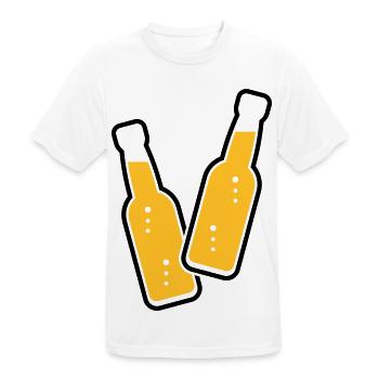 2 Flaschen Stoßen An (Bier / Limonade / POS 2C) - Männer T-Shirt atmungsaktiv - Weiß - Vorne - AI Model Male 185 dark (185cm)