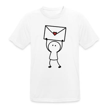 Brief mit Herz | Kleine Nachricht ohne Worte - Männer T-Shirt atmungsaktiv - Weiß - Vorne - AI Model Male 185 dark (185cm)