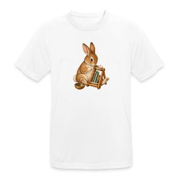 Kaninchen webt ein Perlenarmband - Männer T-Shirt atmungsaktiv - Weiß - Vorne - AI Model Male 185 dark (185cm)