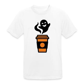 Kaffeebecher Geist Halloween Logo - Männer T-Shirt atmungsaktiv - Weiß - Vorne - AI Model Male 185 dark (185cm)