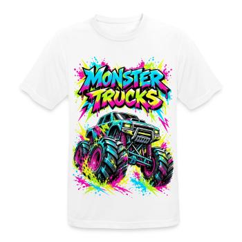 Monster Trucks Graffiti Neon - Männer T-Shirt atmungsaktiv - Weiß - Vorne - AI Model Male 185 dark (185cm)