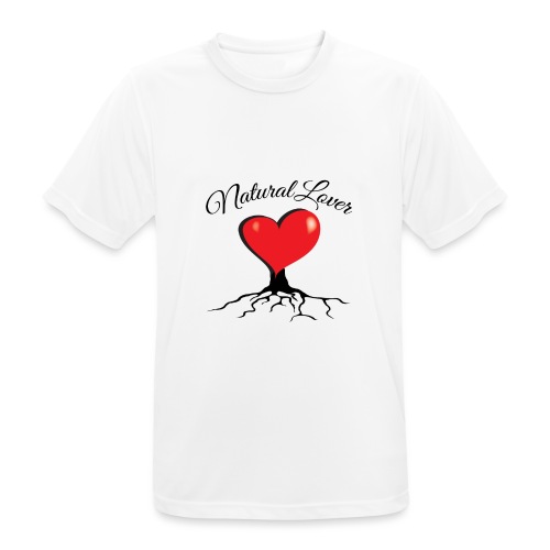Natural Lover - Stort rött ekologiskt hjärta - PAN Design - Andningsaktiv T-shirt herr
