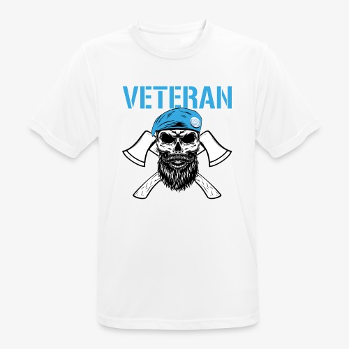 Veteran - Dödskalle med blå basker och yxor - Andningsaktiv T-shirt herr