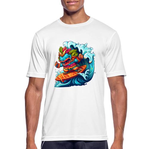 Comic Monster auf Surfbrett mit Big Wave - Männer T-Shirt atmungsaktiv
