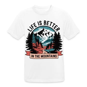 Leben ist besser in den Bergen - Männer T-Shirt atmungsaktiv - Weiß - Vorne - AI Model Male 185 dark (185cm)
