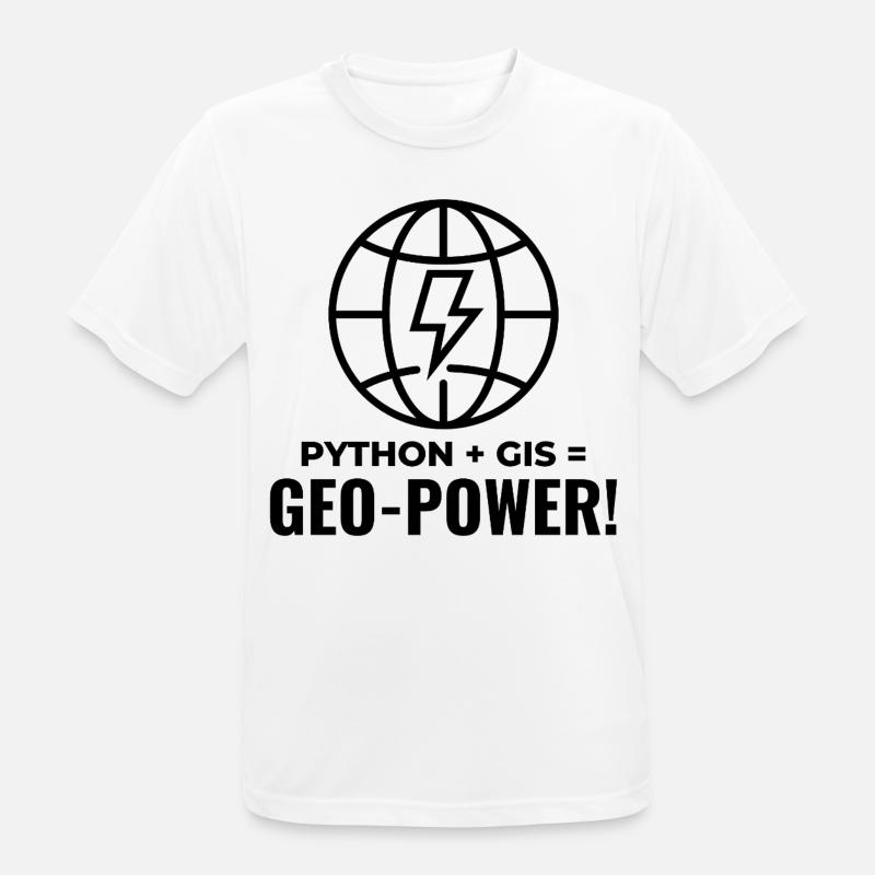 Python GIS Geo-Power Programmierung Geospatial - Männer T-Shirt atmungsaktiv - Weiß