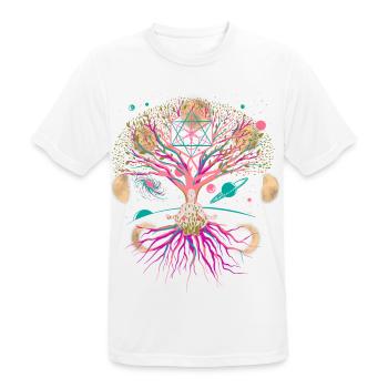 Moon Tree Meditation Meditate Universe Fantasy - Men's Breathable T-Shirt - white - Front - AI Model Male 185 dark (185cm)
