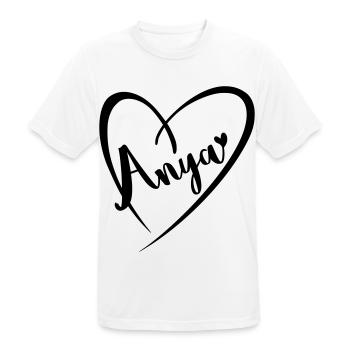Anya surname first name in heart frame - Men's Breathable T-Shirt - white - Front - AI Model Male 185 dark (185cm)