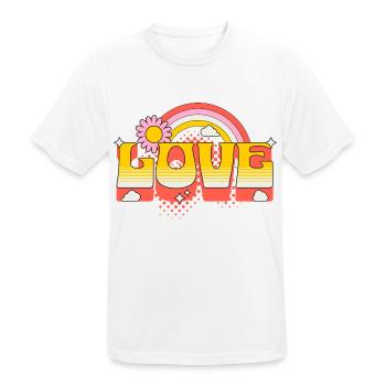 Amour Écriture Fleur Arc-en-ciel Nuages Art - T-shirt respirant Homme - blanc - Devant - AI Model Male 185 dark (185cm)