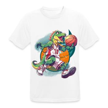 Basket-ball dinosaure T-Rex joueur de basket-ball - T-shirt respirant Homme - blanc - Devant - AI Model Male 185 dark (185cm)
