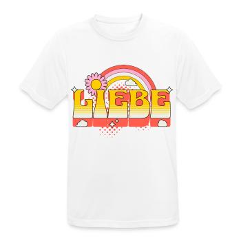 Liebe Love Schrift Blume Regenbogen Wolken Kunst - Männer T-Shirt atmungsaktiv - Weiß - Vorne - AI Model Male 185 dark (185cm)
