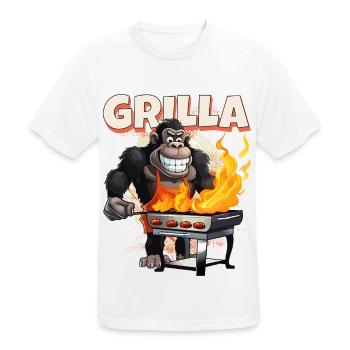 Grillen Grilla Griller Gorilla BBQ Spruch Lustig - Männer T-Shirt atmungsaktiv - Weiß - Vorne - AI Model Male 185 dark (185cm)