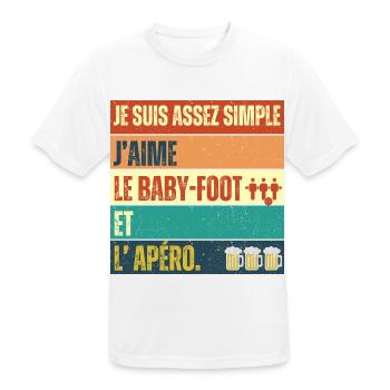 J' aime le baby-foot et l' apéro cadeau vintage - T-shirt respirant Homme - blanc - Devant - AI Model Male 185 dark (185cm)